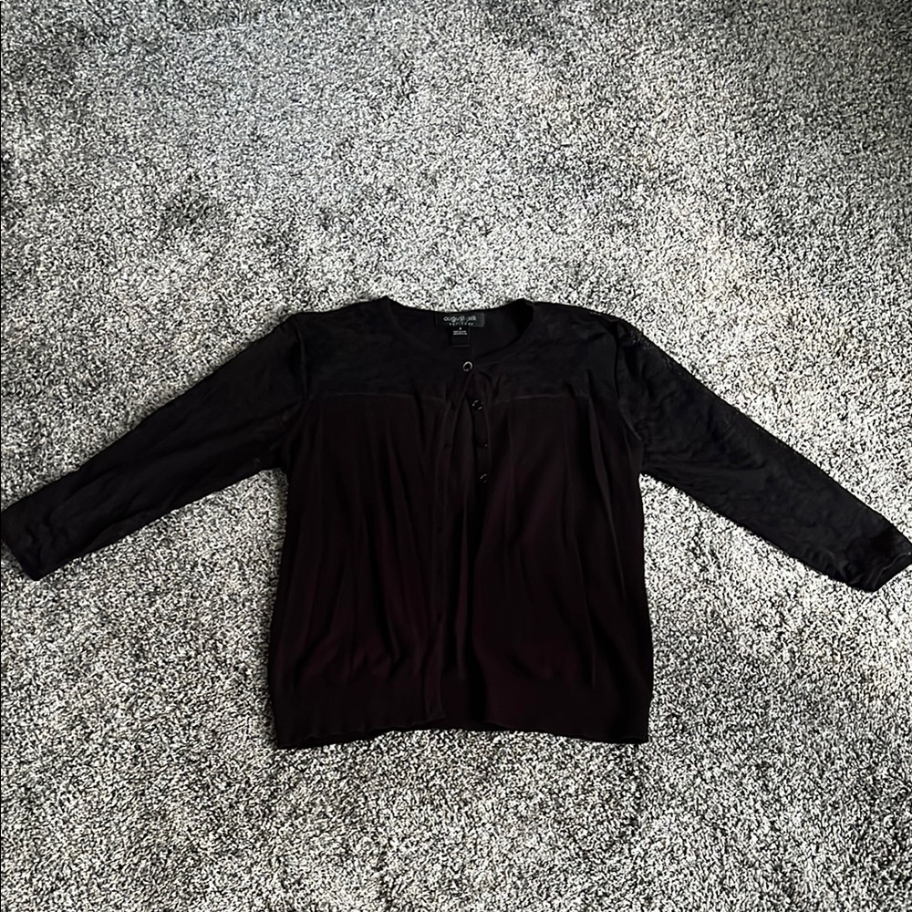 Heritage Black 3/4 Sleeve Blouse